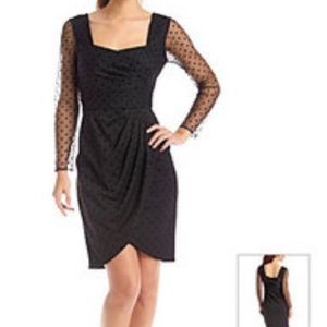 Ivy & Blu Sheer Long Sleeve Black Polkadot Cocktail Dress Size 8 & 10